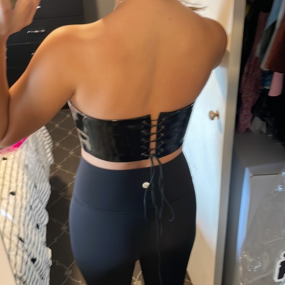 Danielle Guizio black pleather crop top - Picture 2 of 5